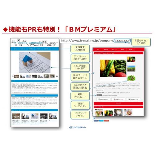 機能もＰＲ支援も充実！会社用ホームページ「ＢＭプレミアム」