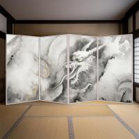 日本画屏風 高さ185cm 四面 / 檜図屏風