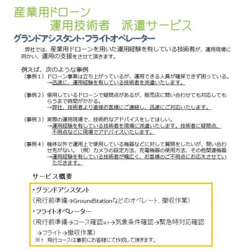 産業用ドローン 運用技術者　派遣サービス