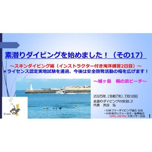 8分半ー素潜りダイビングを始めました(その17)~スキンダイビング海洋練習2日目