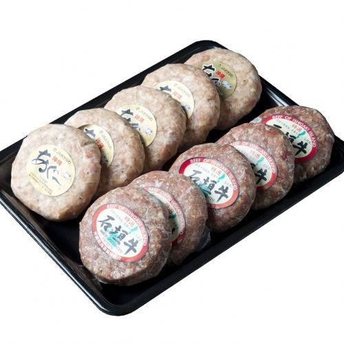 沖縄県産 石垣牛・あぐー豚ハンバーグセット 1《贈答用化粧箱入り》