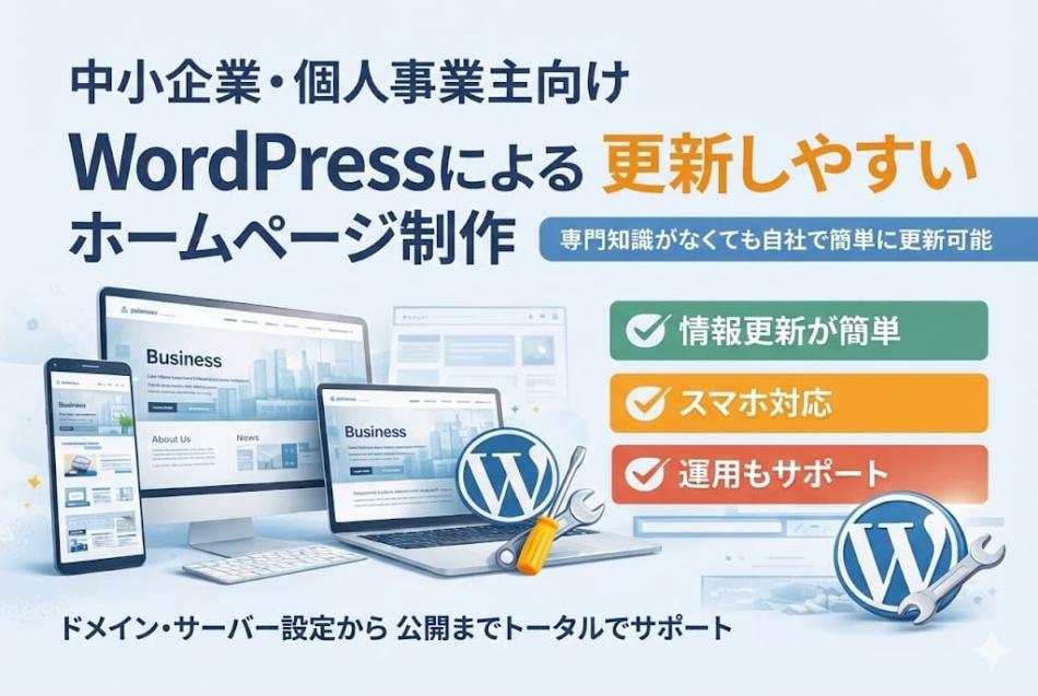 WordPressによる更新しやすいホームページ制作