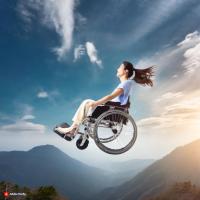 斜面でも座面が水平を保つ車いす