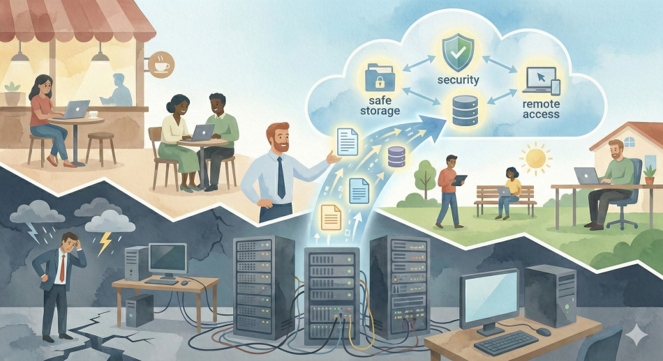 オフィスからサーバーを撤廃！PC購入費を抑え災害にも強い「フルクラウド環境」構築