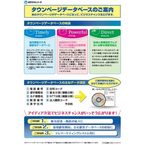 ＤＭの送り先リスト「タウンページデータベース」のご案内