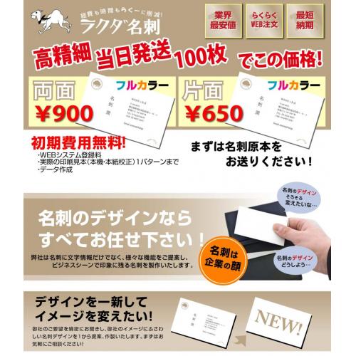 名刺印刷、100枚　フルカラー650円！！