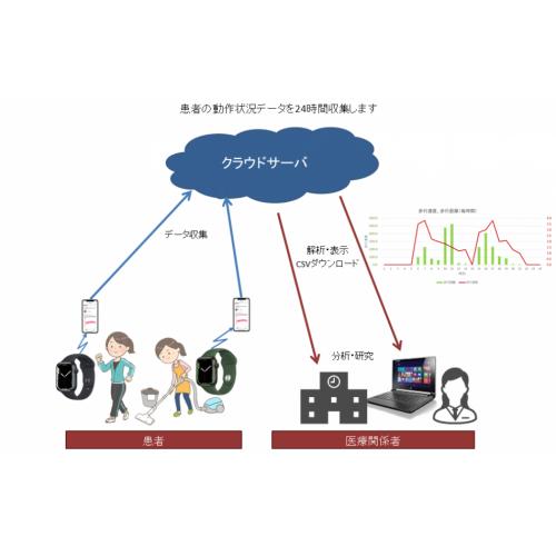 医療研究機関向けアップルウォッチ／iPhoneとWebサーバ連携システム開発