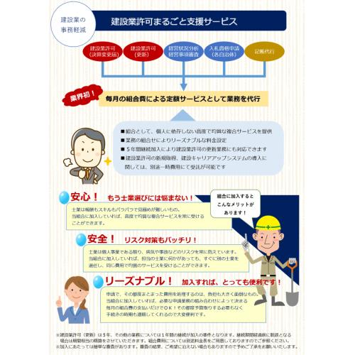 月額の組合費で建設業の「経営事項審査」を行政書士が代行します!