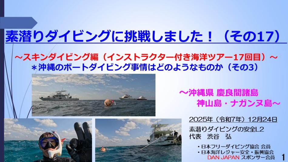 11分ー素潜ダイビブに挑戦17 ～スキン編（インストラクター付きツアー17回目