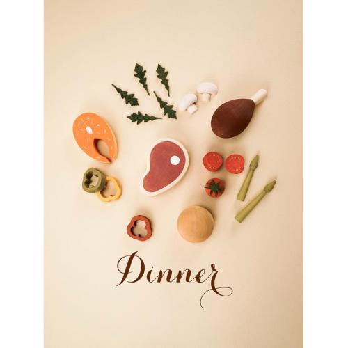 Wooden Play Food Set / Dinner