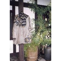 大島紬のバラパッチキルトコート