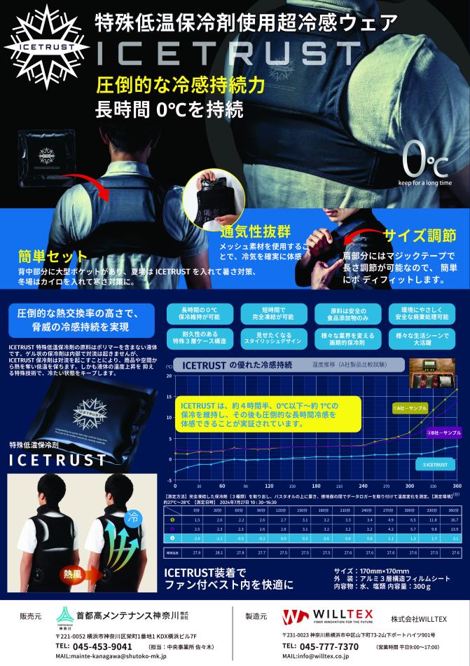ICE TRUST　圧倒的な冷感持続力　特殊低温保冷剤使用超冷感ウェア　　　　